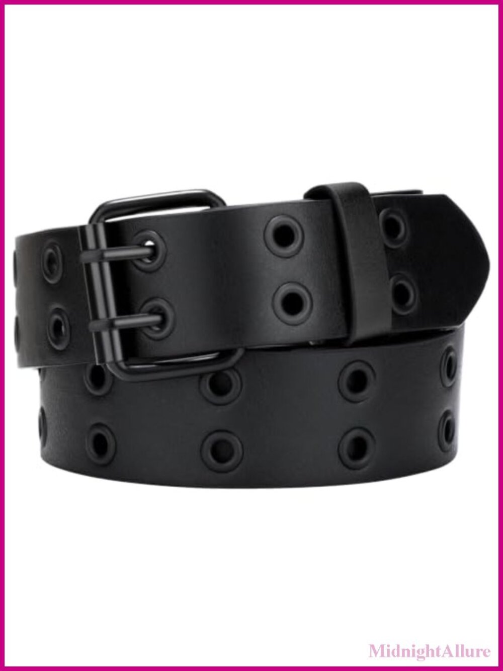 Studded Double Grommet Faux Leather Belt Punk Y2K Adjustable Women's 1.5in